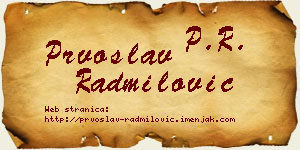 Prvoslav Radmilović vizit kartica
